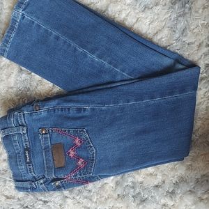 Wrangler jeans with pink pocket stitching girl's size 8 slim